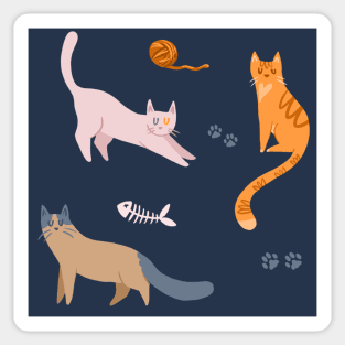 Cats Pattern on Navy Sticker